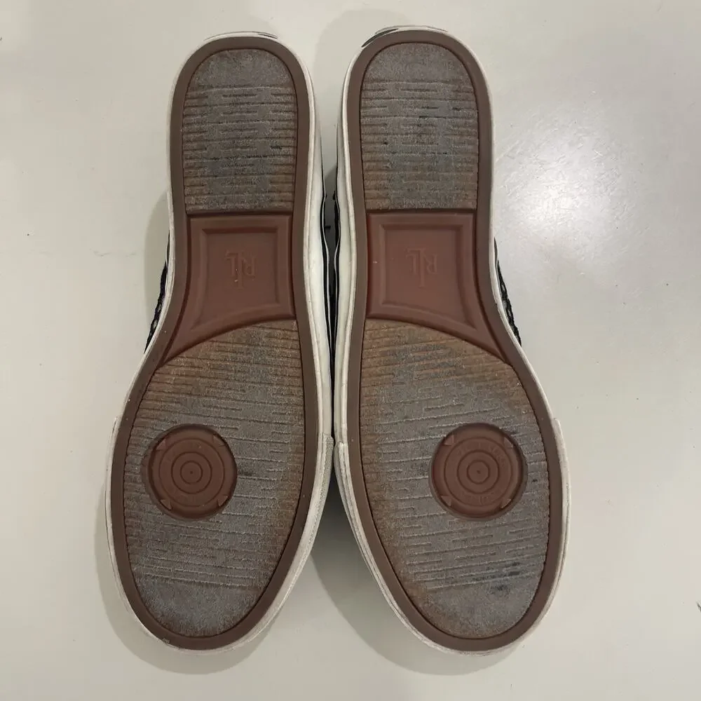 Lauren Ralph Lauren Janis Women Sz 7 Slip on Sneakers Black Mesh Preppy Sailing